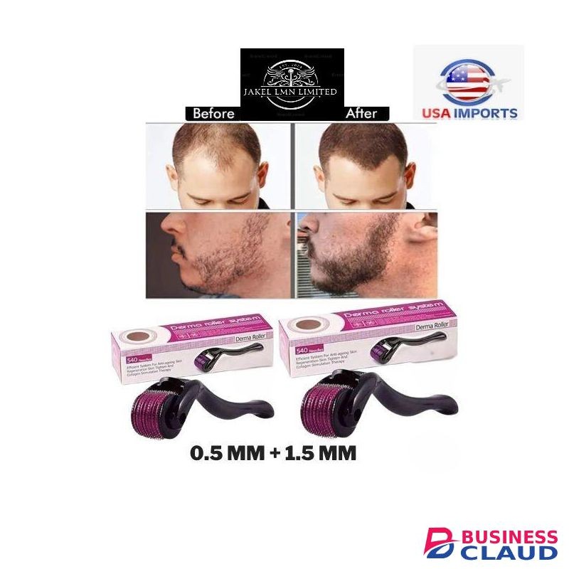 Derma Roller Derma 0.5mm + 1.5mm DERMAROLLER MICRO NEEDLE BEARD HAIR SKIN FACE WRINKLE & ANTI-AGING DERMA
