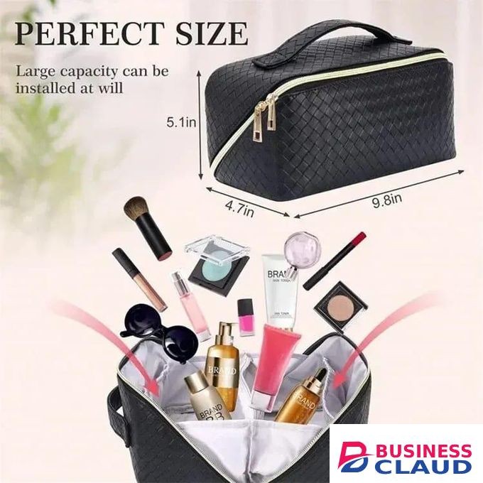 New Plaid Cosmetic Bag PU Pillow Makeup Pouch Women’s Large-Capacity