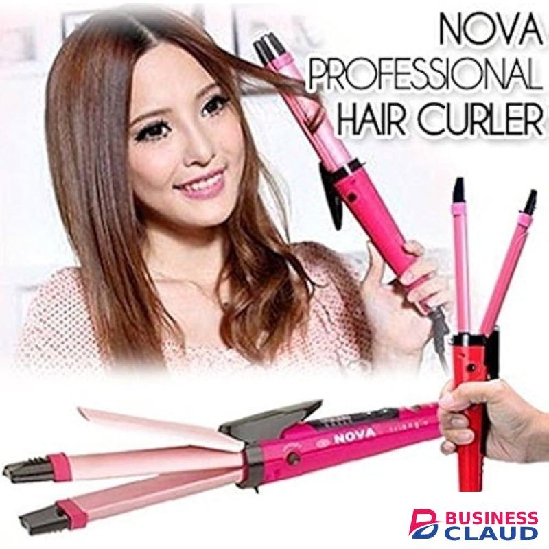 Nova 2 in 1 Hair Straightener and Curler, ceramic plates, fast heating, portable hair styling tool, dual function hair straightener & curling iron, easy-to-use hair curler for women, professional hair styling machine