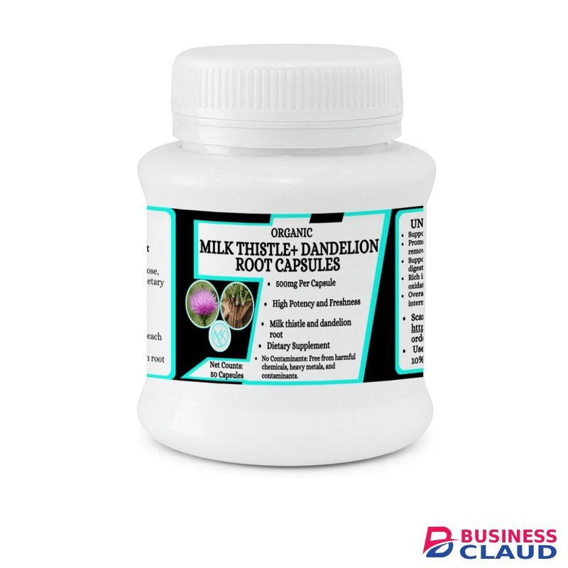 Milk Thistle with Dandelion Root Capsules - Supports liver health and detoxification. - 50 Capsles