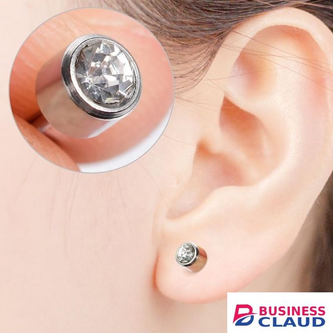1pc Sterilized Disposable Safety Nose Ear Piercing Gun Device + Sterile Bezel Pearl Crystal Stud Ear Piercer Unit with Built-in Earrings