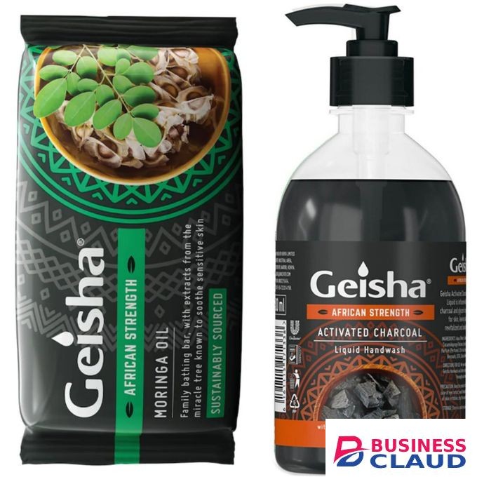 Bath Geisha African Strength Moringa Oil Soap + Activated Charcoal Liquid Handwash
