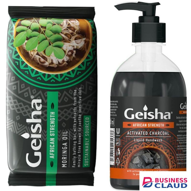 Bath Geisha African Strength Moringa Oil Soap + Activated Charcoal Liquid Handwash