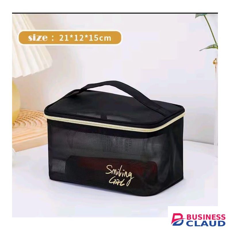 TRAVEL BLACK MESH COSMETIC BAGS