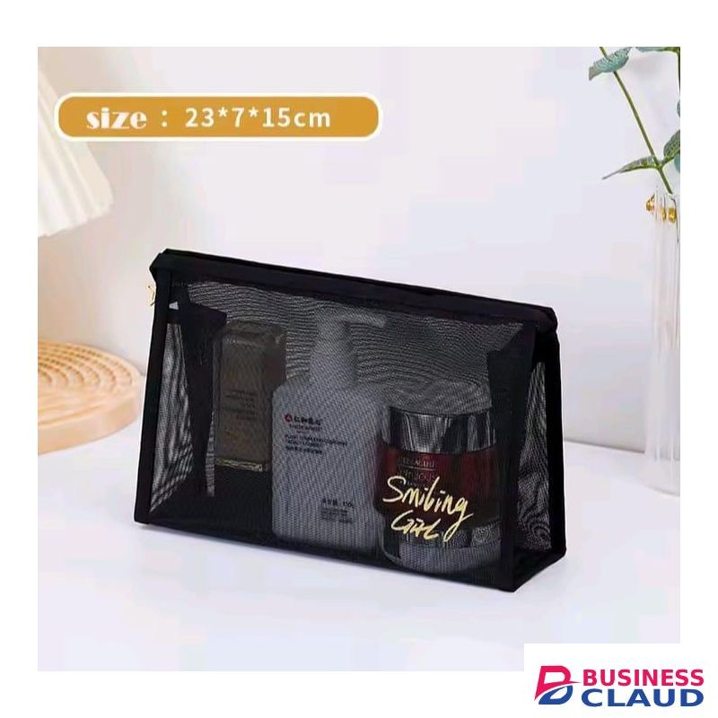 TRAVEL BLACK MESH COSMETIC BAGS