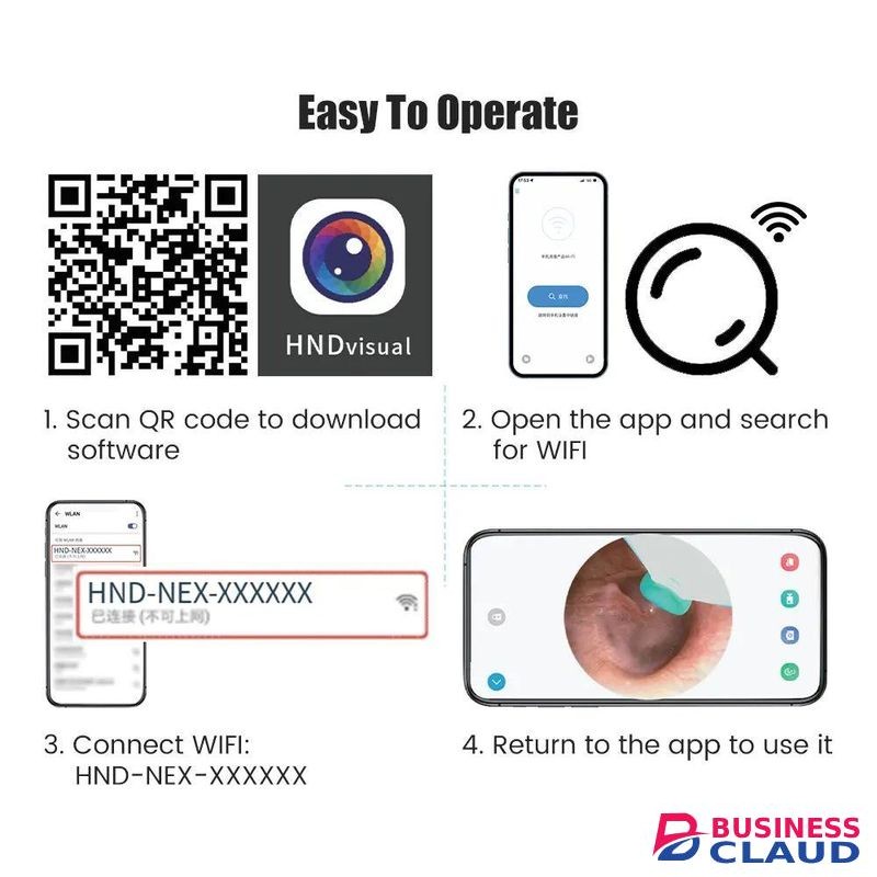 Ne Rechargeable Wireless Smart Ear Cleaner Wax Removal Device with Ear Endoscope Buds Picker NE16 White