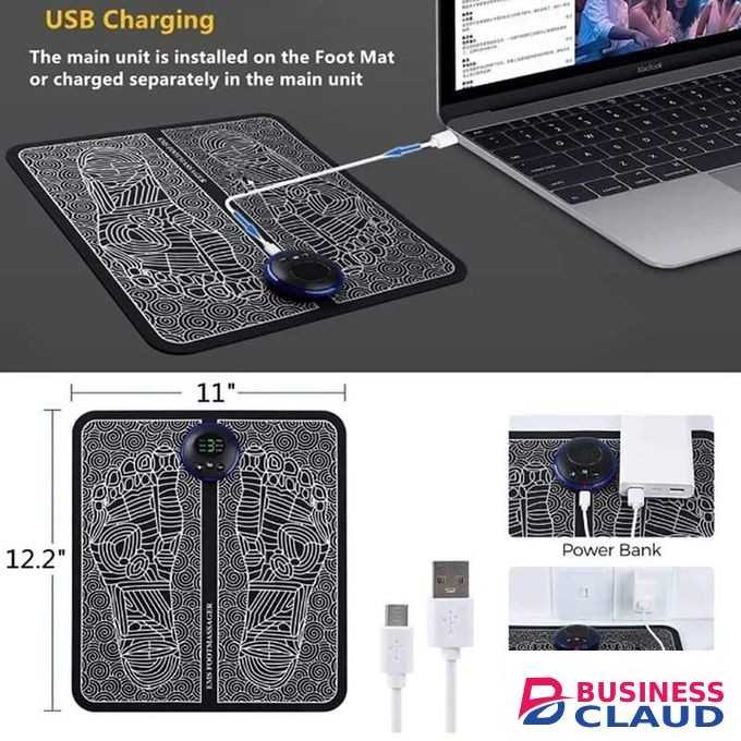 EMS Electric Foot Massager Mat - Acupoint Muscle Stimulator For Pain Relief, Circulation & Relaxation - Portable Foot Wellness Device For Tired Feet