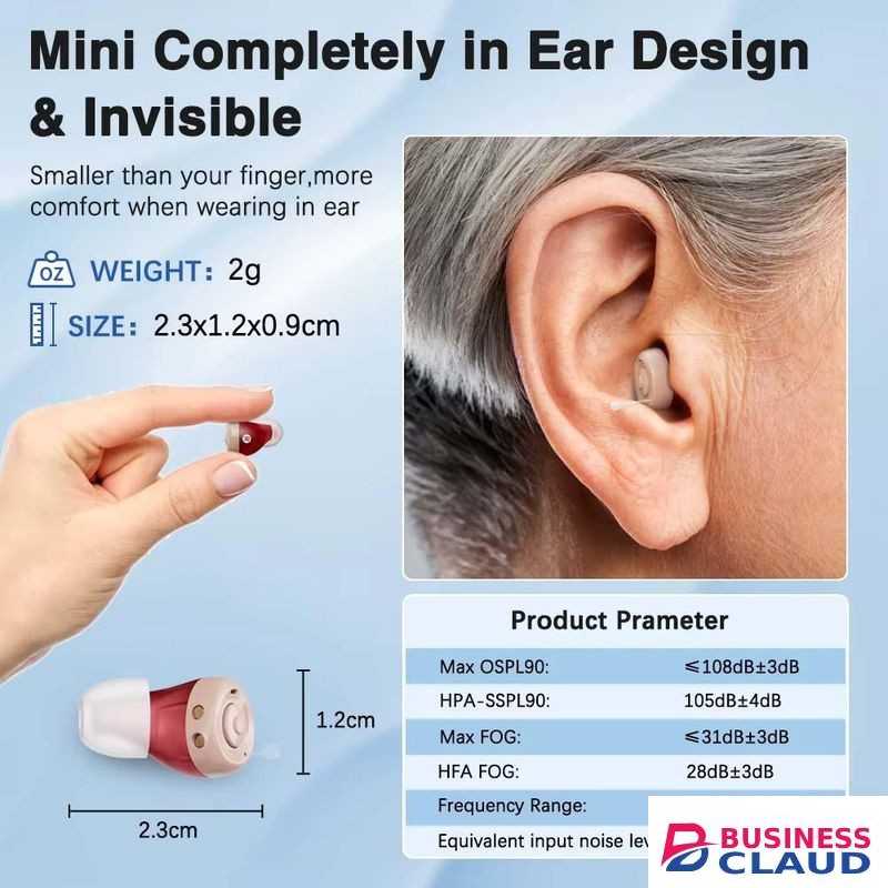Jinghao Rechargeable Hearing Aids Premium Digital CIC Mini Ear Device Hearing Amplifier JH-A49 Sound Enhance One Pair With Charger Case L+R For Elderly Adult Fast Charging