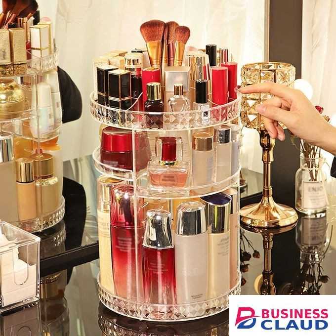 360-Degree Rotating Adjustable Makeup Organizer & Cosmetic Display Case