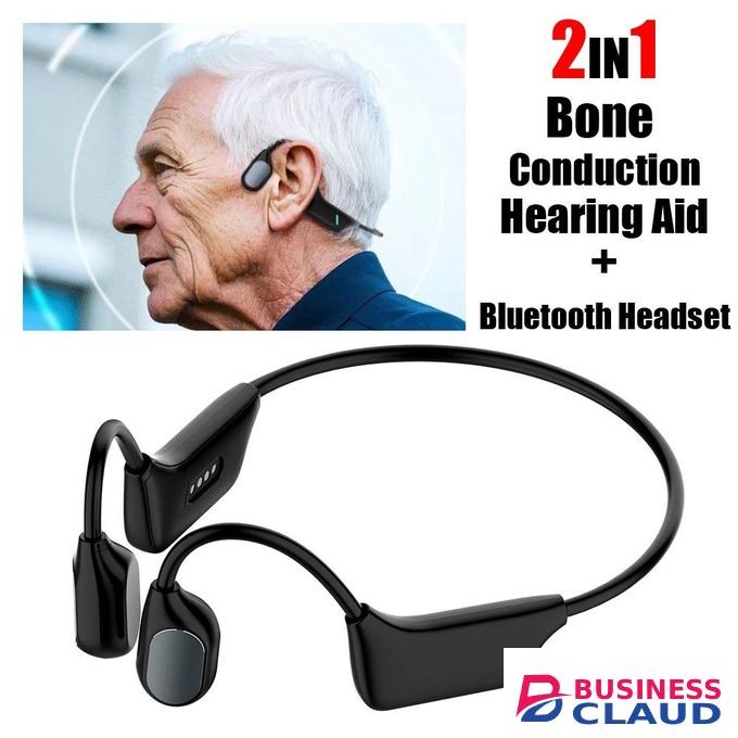 Bone Conduction Hearing Aid Rechargeable 16-Channel 2-in-1 Device + Wireless Bluetooth Headset Digital Dual Mode Hearing Amplifier For Adults With Impairment/Loss Ear Noise Reduction Feedback Cancellation
