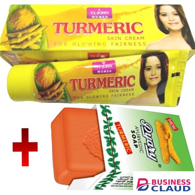 VIJOHNS HERBALS Natural Fairness Turmeric Cream + Pyary Ayurvedic Turmeric Soap