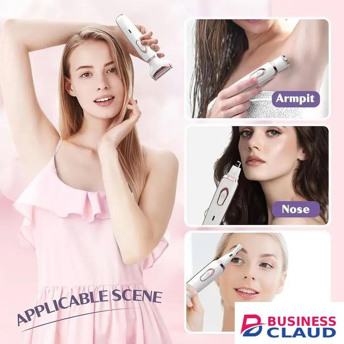 4-in-1 electric shaver for women, suitable for body, bikini line, face, and beard. Painless body hair removal device for women.
