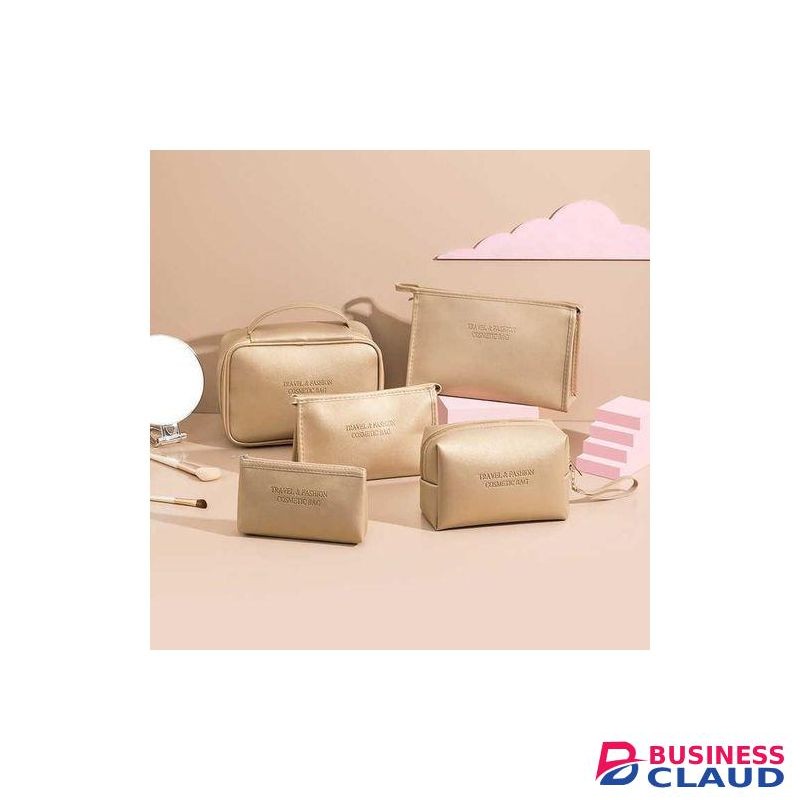 5pcs Vegan Leather Travel Makeup Cosmetic Bags