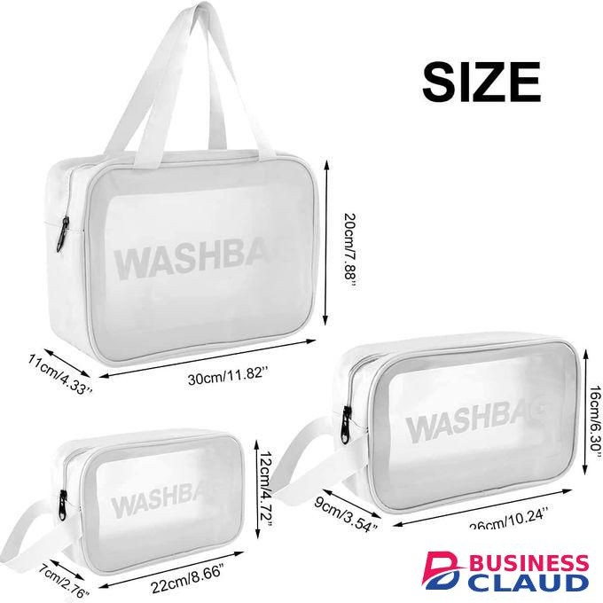 3 Pieces Waterproof Washbag Travel Bag Set Transparent Makeup Toiletry Clear Wash Pouch