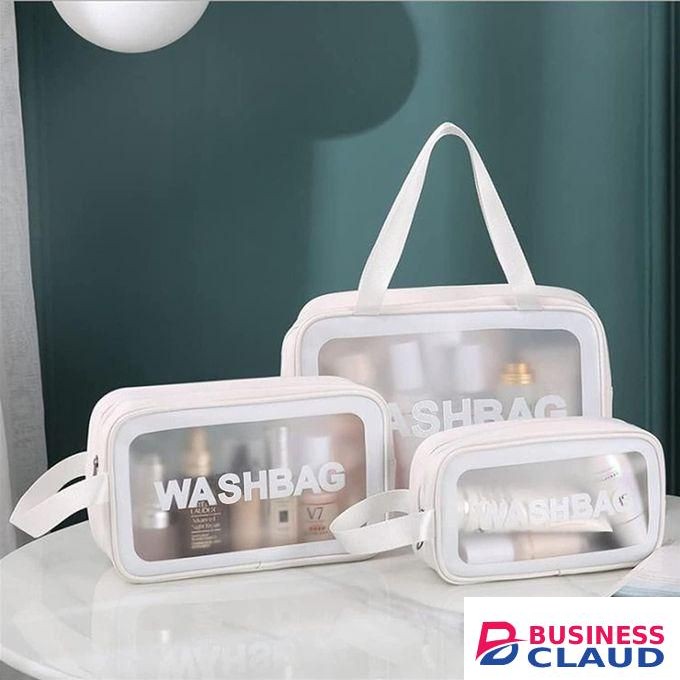 3 Pieces Waterproof Washbag Travel Bag Set Transparent Makeup Toiletry Clear Wash Pouch