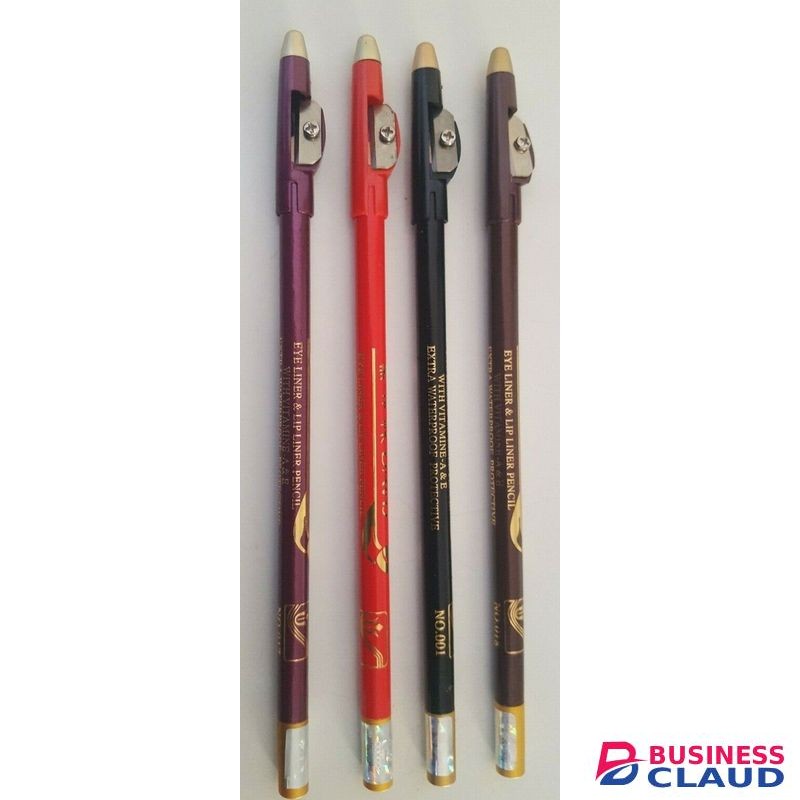 Davis 4Pcs Extra Waterproof Eye Liner Pencil Lip Liner With Vitamins A & E