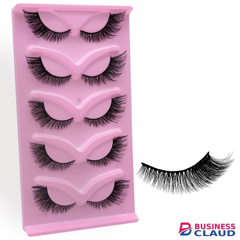 5 Pairs Reusable Cluster Mink Cat Eye Eyelashes Self Adhesive Lash Strip Light as Air