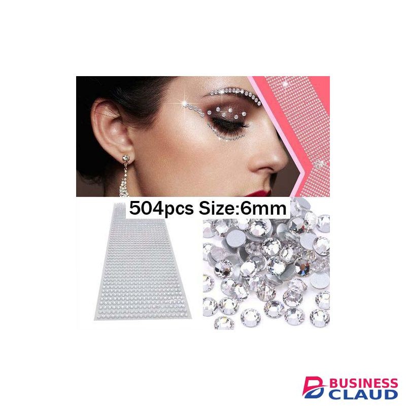 504pcs Body Face Gems Rhinestone Jewels, Self Adhesive Acrylic Stickers White Crystal Face Festival