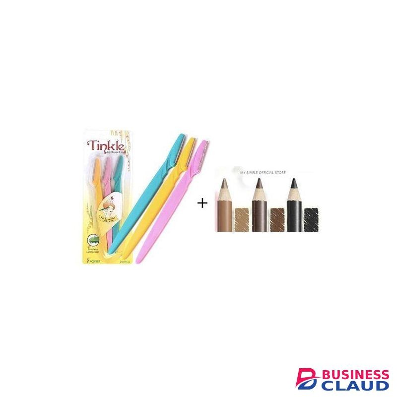 Davis Eyebrow Shaper Razor(3pcs) + 3 Pcs Eye And Lip Liner Pencils