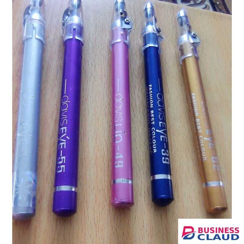 Davis 5pcs Eye And Lip Liner Pencils (Silver,Purple,Pink,Blue,Gold)