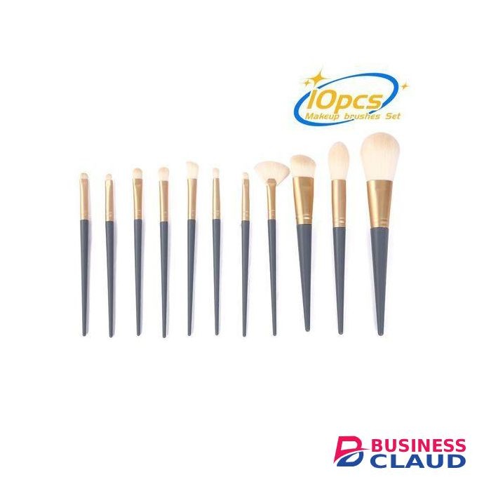 10 Pcs Cosmetic Makeup Brush Set Powder Brushes Dark Blue