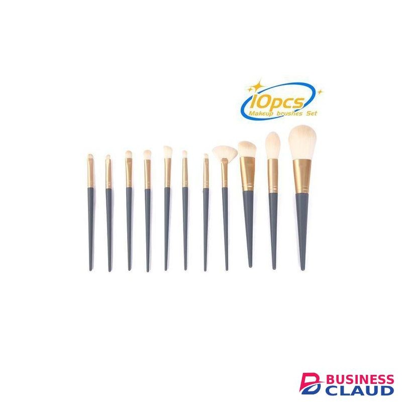10 Pcs Cosmetic Makeup Brush Set Powder Brushes Dark Blue