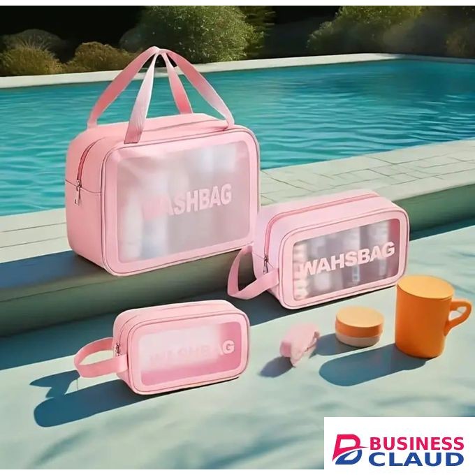 3pc waterproof cosmetic wash bag set