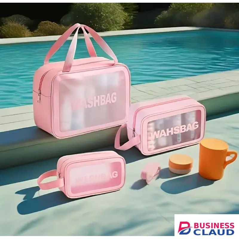 3pc waterproof cosmetic wash bag set
