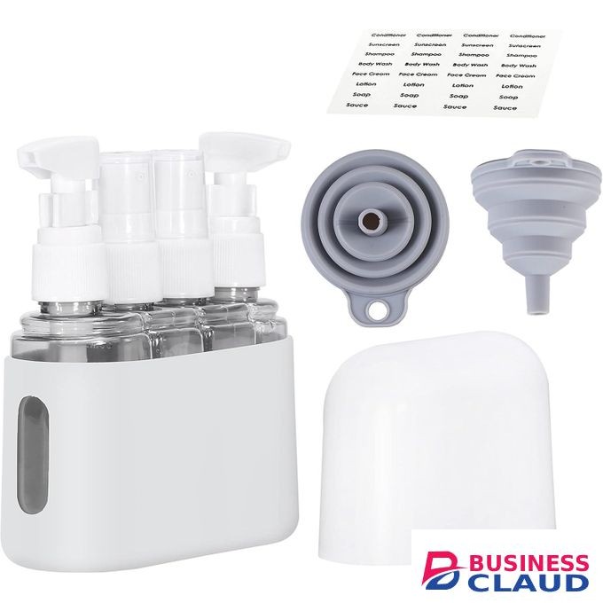 4 in 1 50ml Travel Bottle set With Labels and Storage Box for Cosmetic/Shampoo/Spray