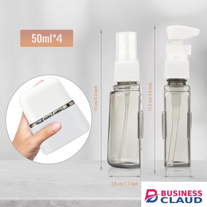 4 in 1 50ml Travel Bottle set With Labels and Storage Box for Cosmetic/Shampoo/Spray