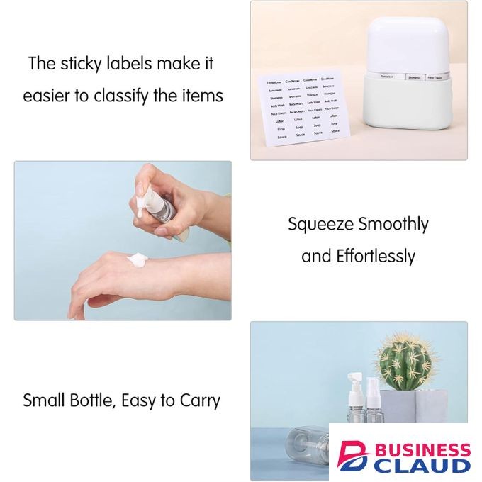 4 in1 50ml Travel Bottle set Cosmetics - Shampoo/ Spray/ Lotion With Labels and Storage Box