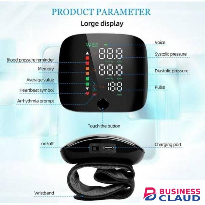 Digital Blood Pressure Monitor BP Pulse Wrist Arm Health Vascular Heartbeat Test-Voice Announcements