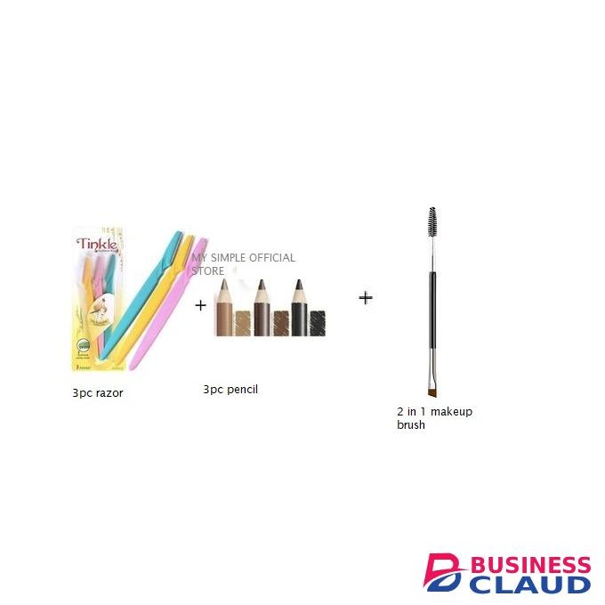 Davis Eyebrow Shaper Razor(3pcs) + 3Pcs Eye Pencils +Spoolie Brush