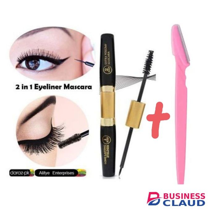 Miss Look 2 IN 1 Mascara And Eyeliner + FREE GIFT Eye Brows Razor