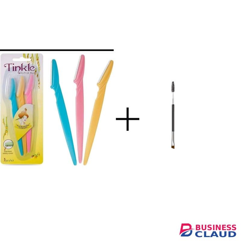 Tinkle Eyebrow Shaper Razor(3pcs)+2IN1 Angled Eyebrow Brush/Spoolie