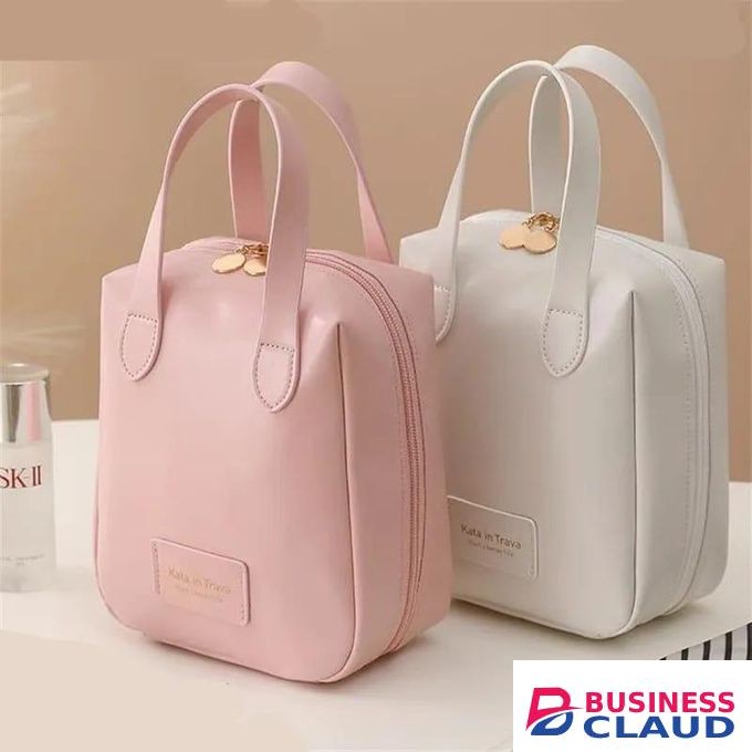 New Portable Large Capacity PU Shell Makeup Bag Waterproof Travel Storage Bag Handheld Toiletry Bag Fashionable
