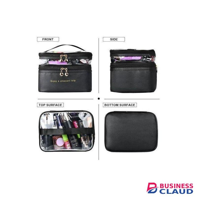 .White Label Double Layer Cosmetic Bag - Black