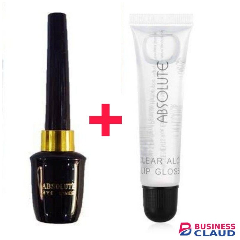 Absolute Waterproof Long-lasting Black Eyeliner + Clear Lip Gloss