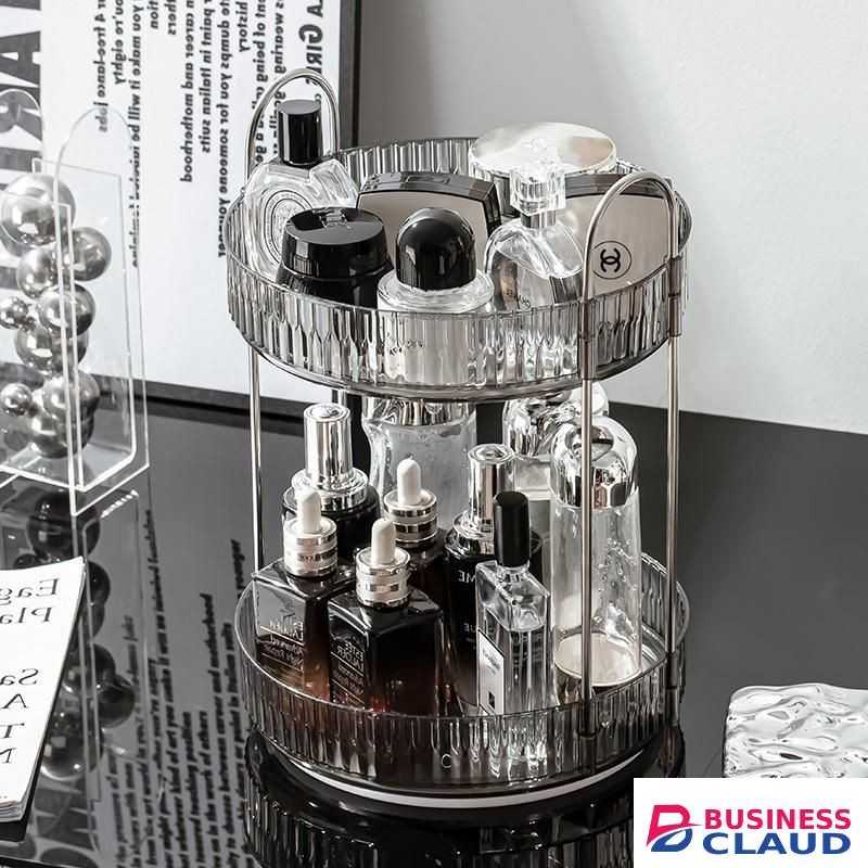 360 DEGREE 2 TIER ROTATING MULTIFUNCTIONAL TRANSPARENT MAKEUP/COSMETIC ORGANIZER.
