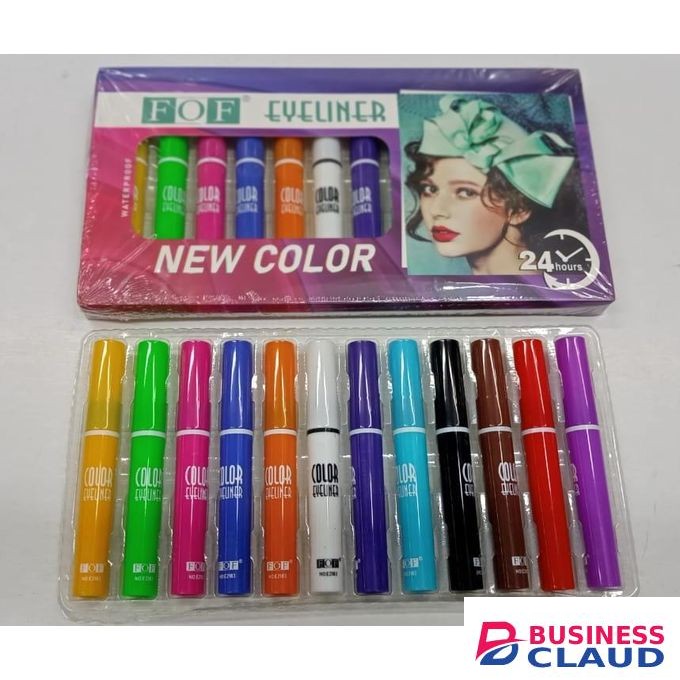 12 Pack FOF Coloured Waterproof Eyeliners