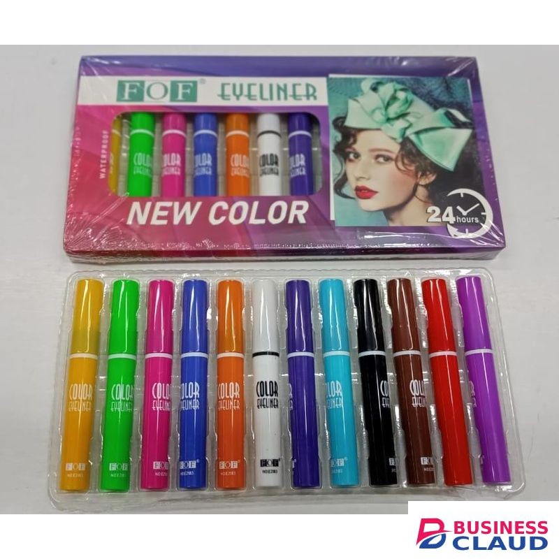 12 Pack FOF Coloured Waterproof Eyeliners