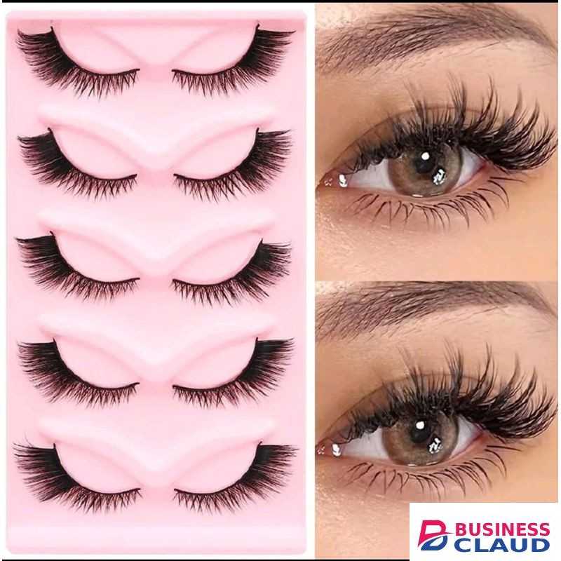 5pcs Eyelashes cat eyelashes + free makeup bag