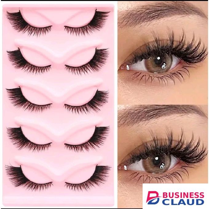 5pcs Eyelashes cat eyelashes + free makeup bag