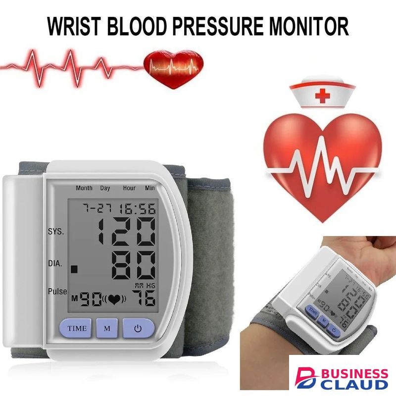 Health Medical BP Sphygmomanometer Wrist cuff Digital Blood Pressure Monitor Heart Beat Rate Pulse Meter