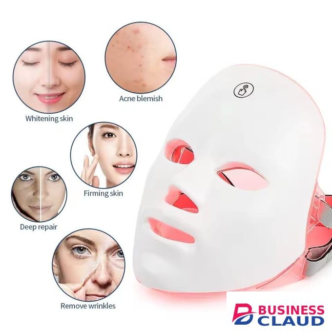 Wireless 7 Colors Light LED Facial Mask Red Light Therapy Photon Face Mask for Wrinkle Reduction, Anti-Acne, Skin Tightening, Rejuvenation, and Home Beauty Treatment