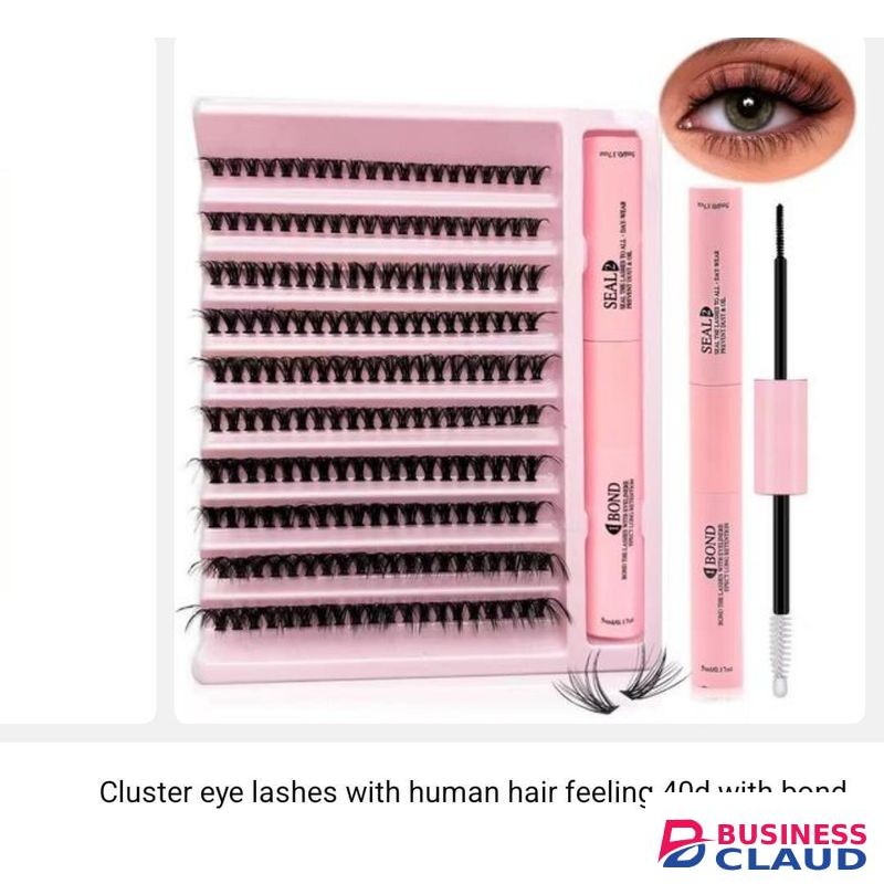 Seal Cluster eye lashes with human hair feeling 40d with bond glue