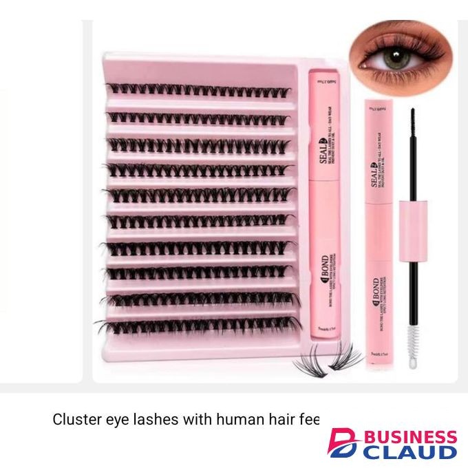 Seal Cluster eye lashes with human hair feeling 40d with bond glue