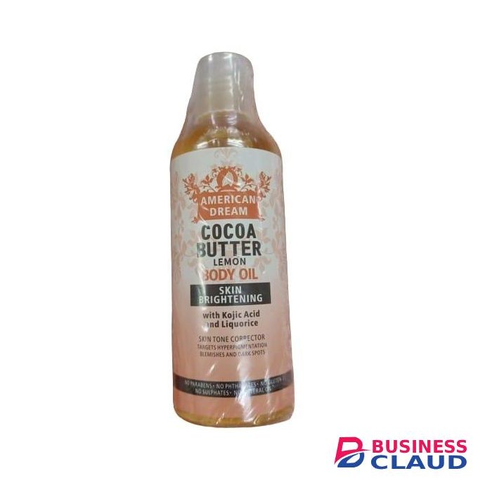American Dream Cocoa Butter Lemon With Kojic acid & liquorice Skin Brightening Oil - 200ml