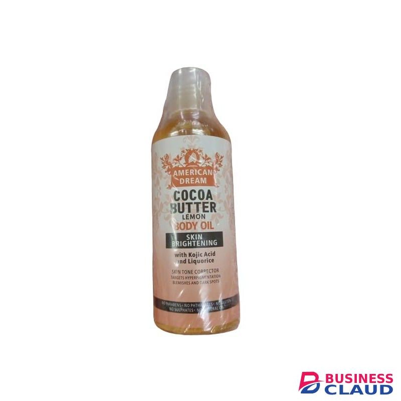 American Dream Cocoa Butter Lemon With Kojic acid & liquorice Skin Brightening Oil - 200ml