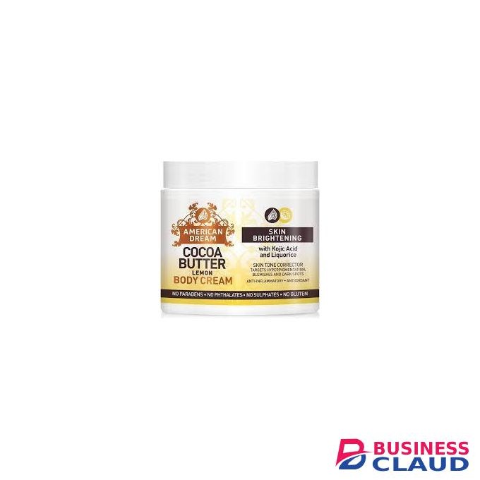 American Dream Cocoa Butter Body Cream with Lemon, Kojic Acid & Liquorice – 500mL